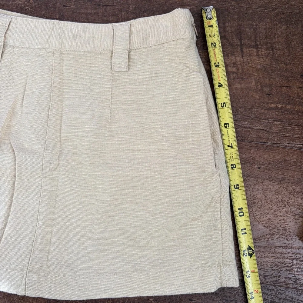 Free People Can't Blame Me Linen Mini Skirt in Bleached Sand